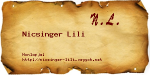 Nicsinger Lili névjegykártya