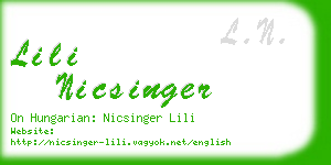 lili nicsinger business card